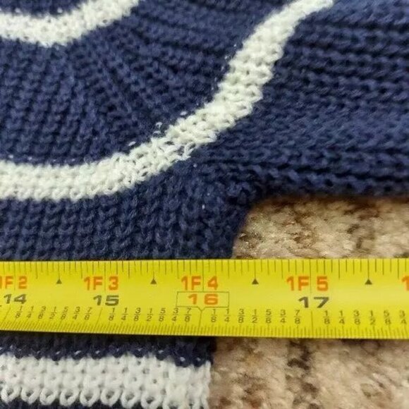Crown & Ivy Women's Crochet Sweater Blue with White Stripes size XS - Picture 11 of 14